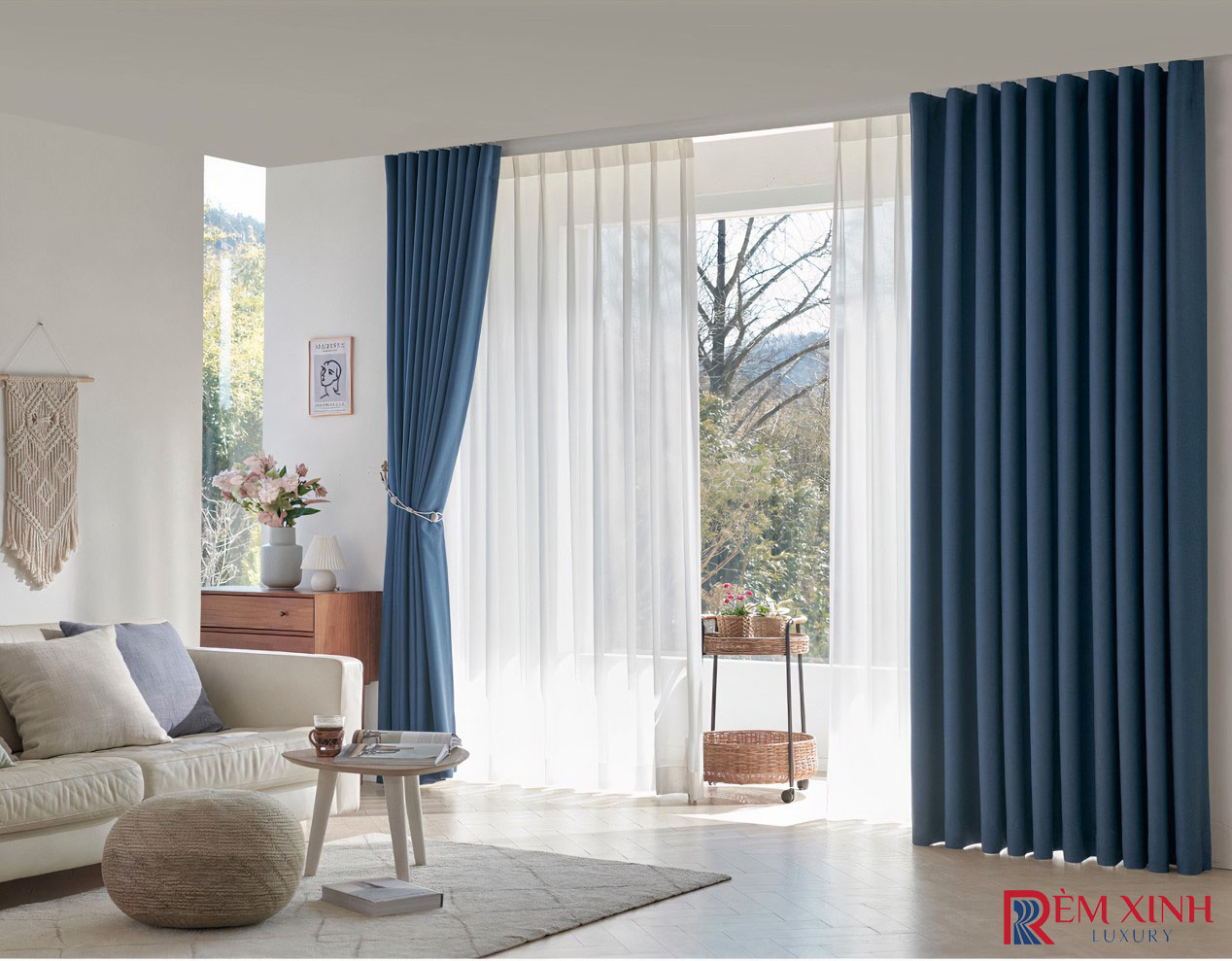 Rèm Vải Deep Blue - Màu Xanh Đậm 04
