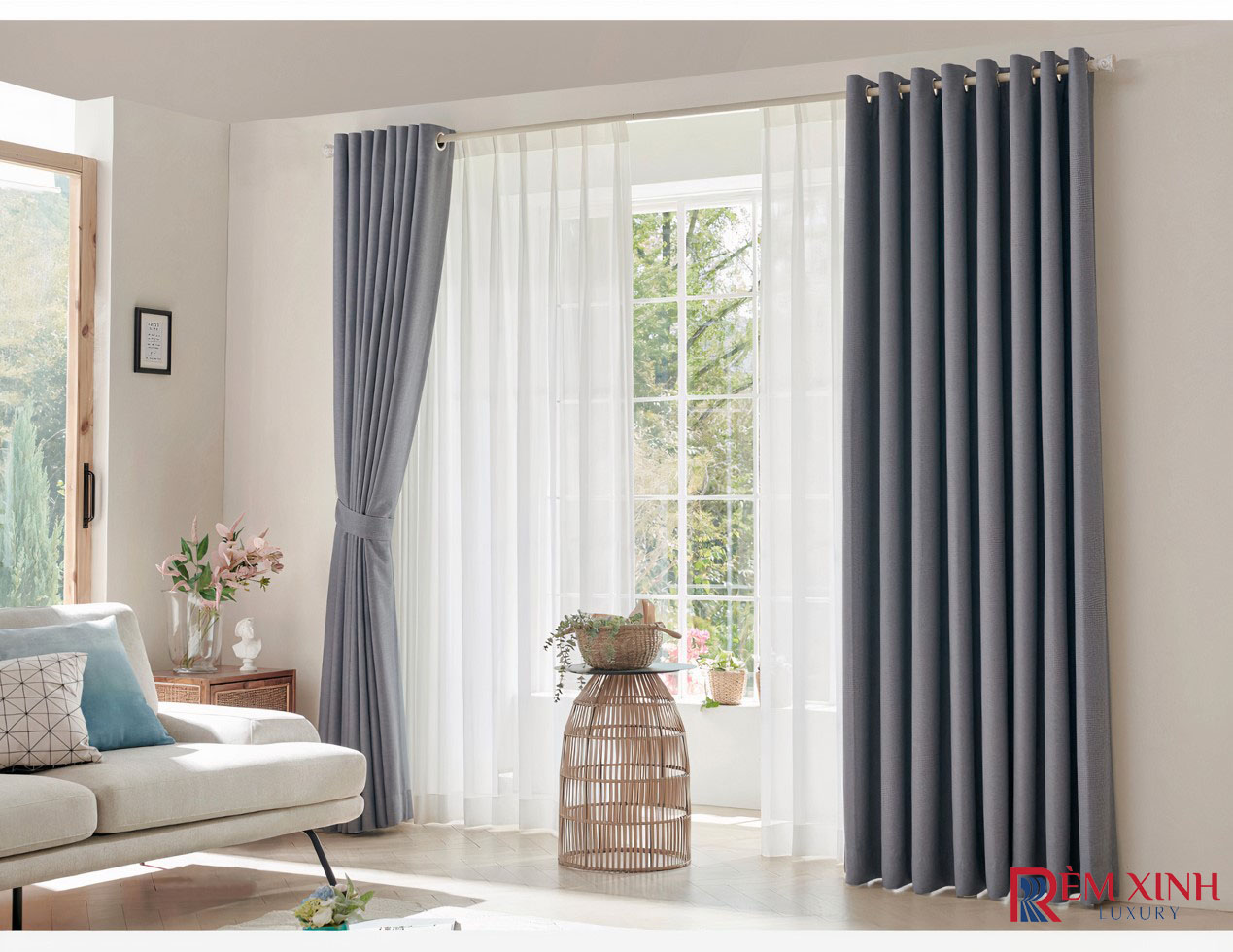 Rèm Vải Màu Xanh Xám Warm Gray 05