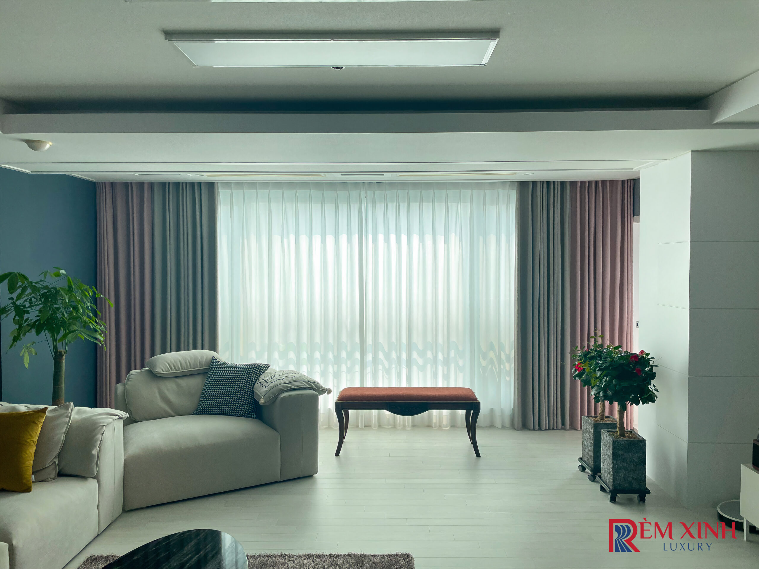 Rèm Vải nhập khẩu 2 lớp phòng khách